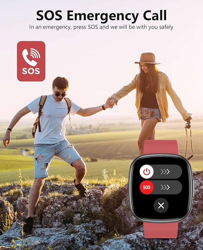 Smart Watches,Blood Oxygen Monitor, 1.72" HD Touch Screen Fitness Watch, Heart Rate Sleep Pressure Monitoring, 100+ Sports Modes, IP68 Waterproof Fitness Tracker, Compatible with Android and iOS,Red