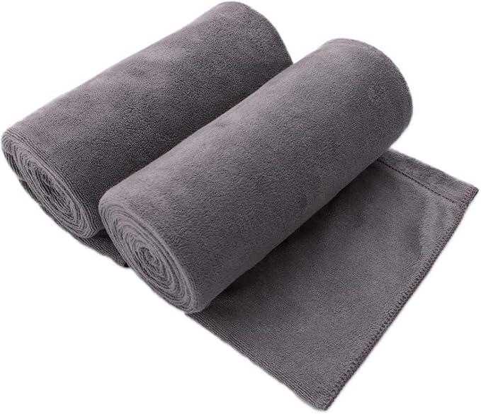 JML Extra Large Microfiber Bath Towels, Microfiber Bath Sheet 2 Pack 35" x 70", Soft, Super Absorbent and Fast Drying Oversized Bathroon Towels for Body, Sport, Fitness, Yoga, Grey