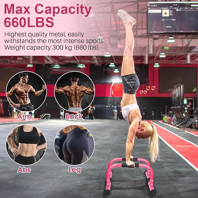 AmazeFan Parallettes Bars, High Steel Push Up Bar Strength Training For Handstands, Calisthenics Bars & Dip Bars, Calisthenic, Push Up Stands Handle for Floor Workouts Calisthenics Equipment 