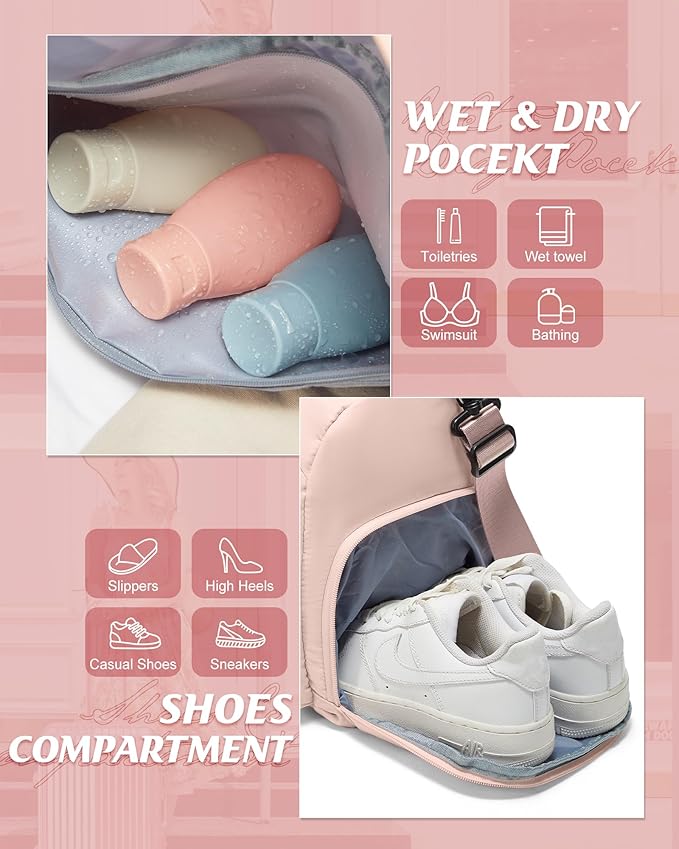 Gym Bag Womens,Travel Duffel Carry on Bag Sport Tote Bag Weekend Overnight Bag