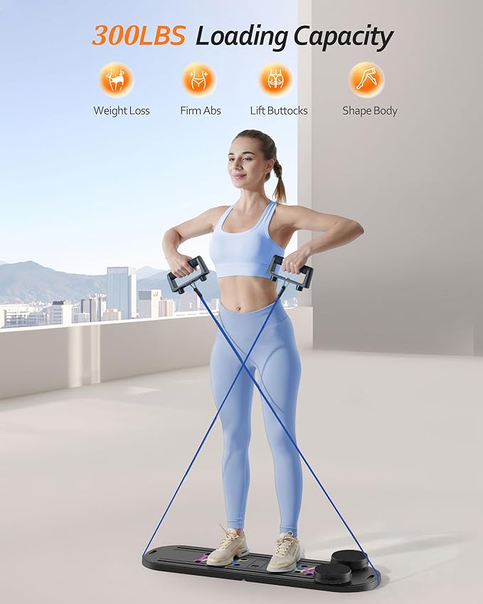 Pilates Board Pilates Reformer Set, Multifunctional Pilates Board for Home Workout, Foldable Abs Core Trainer Board,Pilates Board for Women, Men & Beginners for Full-Body Workouts