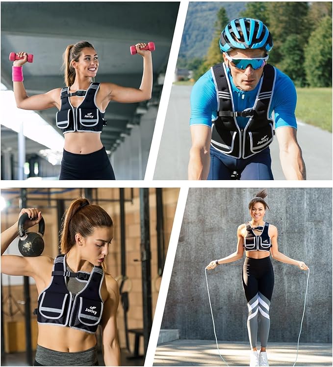 Adjustable Weighted Vest Woman 5-12lb/9-16lb/17-24lb/23-30lb Weight Vest with Reflective Stripe, Zipper Rucking Running Vests for Women Men Workout Walking Strength Training Weight Loss Fitness Weightlifting