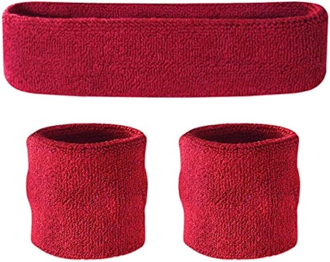 Suddora Sweatbands Set, Moisture Wicking 2 Wristbands and 1 Headband, Breathable Terry Cloth Athletic Bands for Basketball, Tennis, Yoga, Gym, Sweat Bands for Costumes and Cosplay