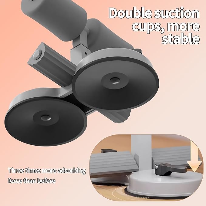 Sit Up Bar Foot Holder Heigh Adjustable - Sit Up Assistance Device with 2 Strong Suction Cups - Essential Ab Workouts & Core Exercise Equipment for Home Workouts (BLACK)