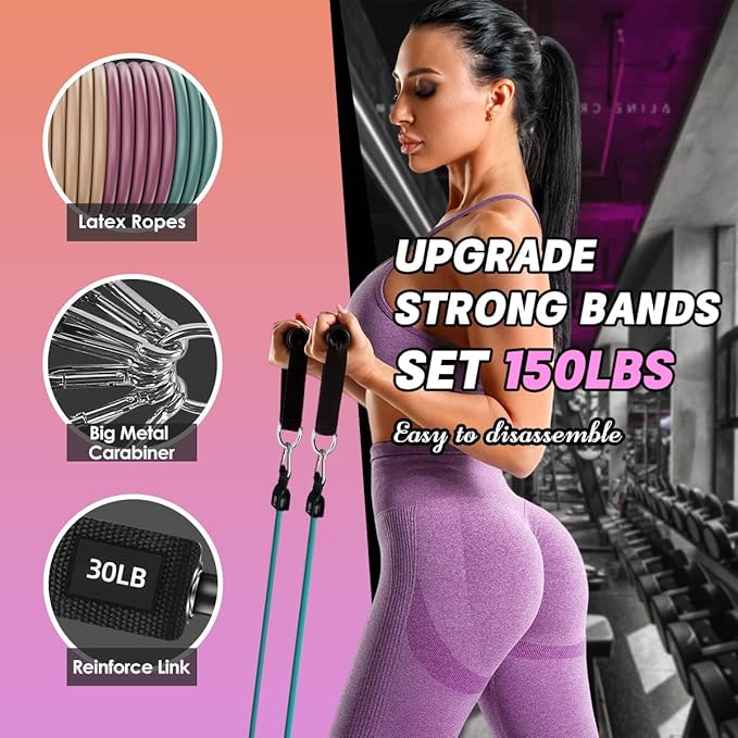 WHATAFIT Resistance Bands, Exercise Bands,Resistance Bands for Working Out, Work Out Bands with Handles for Men and Women Fitness, Strength Training Home Gym Equipment