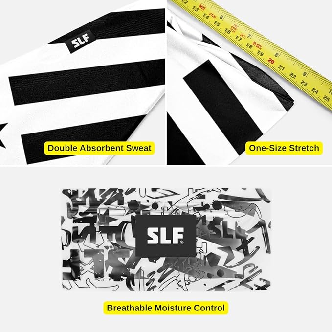 SLEEFS Sweat Bands Headbands Men & Women - Cooling Sports Mens Headband for Running, Football, Basketball, Cycling, Workout - Sweat Moisture Wicking Head Band Stretch Fit, Non-Slip Design - One Size