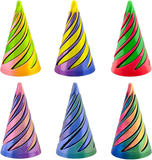 6Pcs Spiral Cone Fidget Toy,Impossible Cone Impossible Pyramid Passthrough Toy,3D Printed Spiral Cone Fidget Toy,Mini Vortex Thread Illusion Desktop Deco Souvenir Gift for Anxiety Relaxing