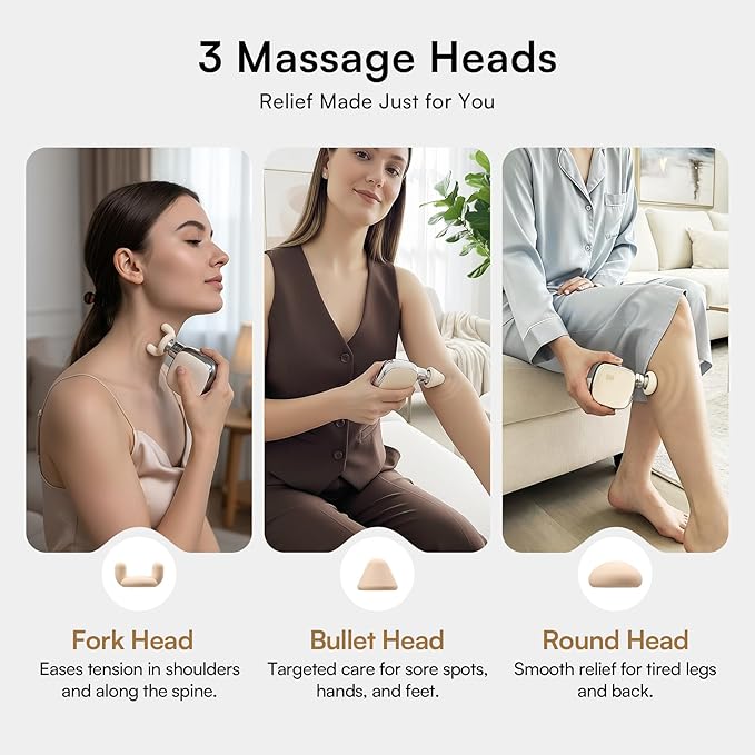 INIA Mini Massage Gun - Ultra-Portable Massager Gun for Muscle Pain Relief, Deep Tissue Percussion Massager with 3 Attachments, Quiet & Lightweight, Gifts for Men Women