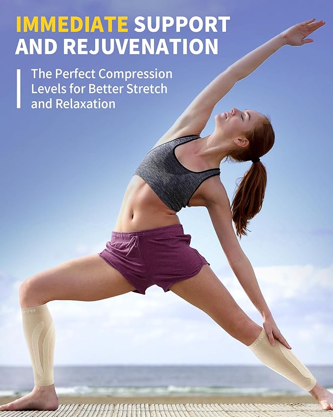 CAMBIVO 3 Pairs Calf Compression Sleeves for Men & Women – Footless Compression Socks for Shin Splints, Pain Relief, Varicose Veins – Leg Support for Running, Travel, Fitness, Nursing