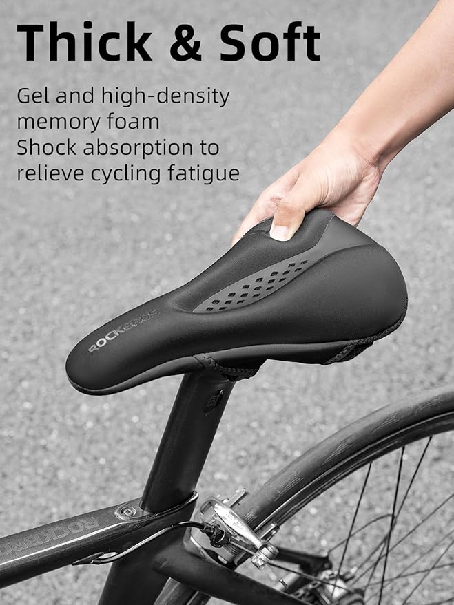 ROCKBROS Bike Seat Cover Bike Seat Cushion for Men Women Comfortable Gel Padded Bicycle Seat Cushion Compatible with Peloton, Outdoor & Indoor