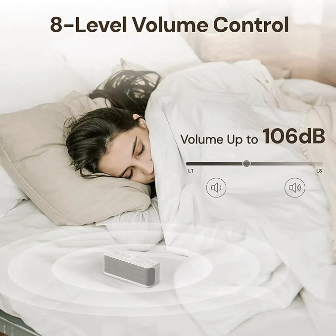 Raynic White Noise Machine, 42 Soothing Sounds Noise Machine, Rechargeable Battery Sound Machine with 8 Volumes, 5 Timers, Type-C Port, Headphone Jack for Baby, Adult, Home, Travel, Office