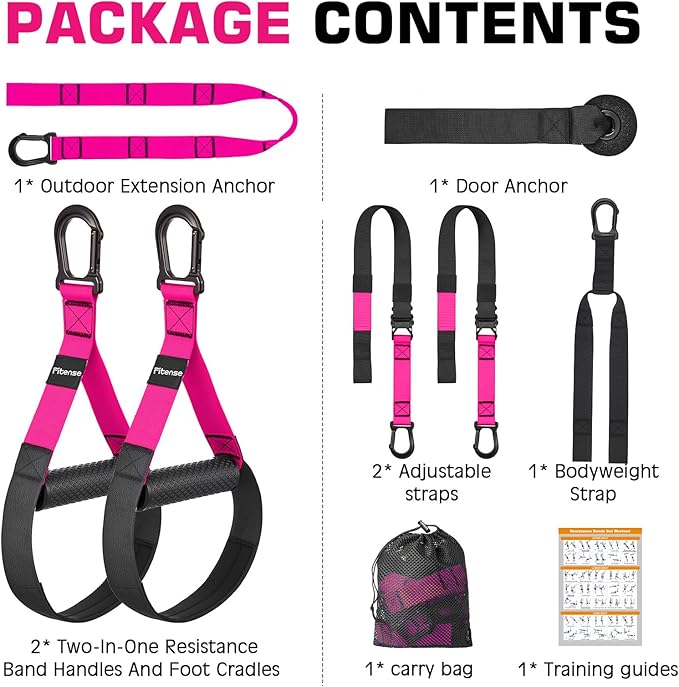 Home Resistance Training Kit, Suspension Trainer Straps with Adjustable Extension, Door Anchor, and Carry Bag – Strength Training Equipment for Full Body Bodyweight Workouts at Home or Outdoors