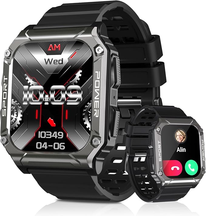 Smart Watch for Men with Phone Function 1.95” HD Touchscreen Smartwatch Fitness Tracker 130+ Sports Modes IP68 Waterproof Wristwatch with Sleep Monitor Pedometer Message Reminder for Android iOS