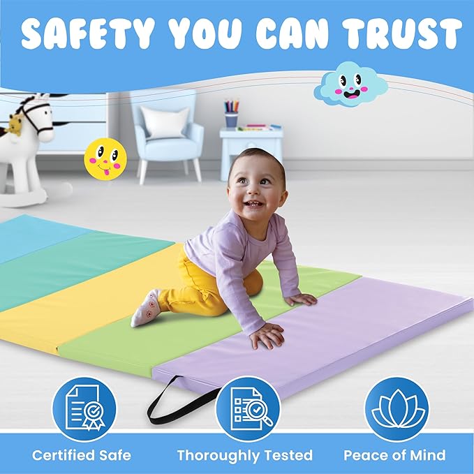 New Bounce Tumbling Mat for Kids - Gymnastics Mat - Folding Exercise Tumble Mat for Home Gyms