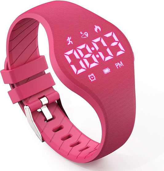 Kids Led Fitness Tracker Watch for Boys Girls, No App, Digital Sport Wristwatch, Waterproof, with Pedometer Alarm Clock, for Teens Children Students Ages 5-16 (red)