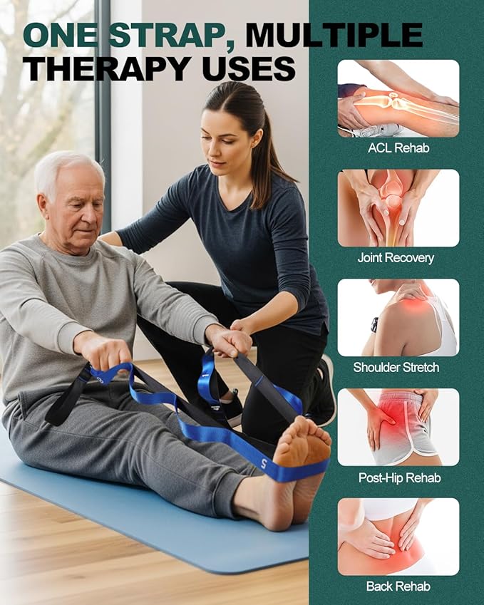 Trideer Stretch Straps with Loops, Non-Elastic Yoga Straps for Stretching, Durable Nylon Stretch Bands for Exercise Physical Therapy Flexibility, Yoga,Hamstring Leg Stretcher with Guidance