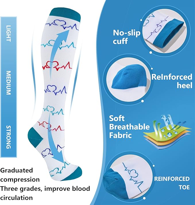 bropite Compression Socks for Women & Men Circulation-Support Knee High Socks 20-30 mmhg-Best for Running,Medical,Nurse,Travel