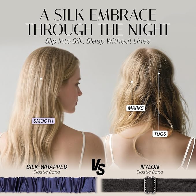 Silk Sleep Mask Eye Mask Blindfold with Double Layer Silk Filling and Elastic Strap for Full Night's Sleep, Travel and Nap, Soft Eye Cover Eyeshade with Luxury Bag and Ear Plugs by OLESILK (Navy Blue)