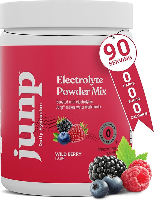 JUNP Electrolytes Powder No Sugar No Carbs, Wild Berry Fruit Flavor Keto Electrolyte Drink Mix - Potassium & Salt Hydration Powder Electrolytes, Zero Calorie Sugar Free Electrolyte Powder, 90 Servings