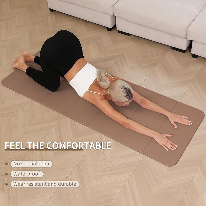 Foldable Yoga Mat - 10mm Extra Thick, 75"26" Non-Slip Exercise Fitness Mat | SGS Eco-Certified, Portable for Yoga/Pilates/Studio/Home Workout
