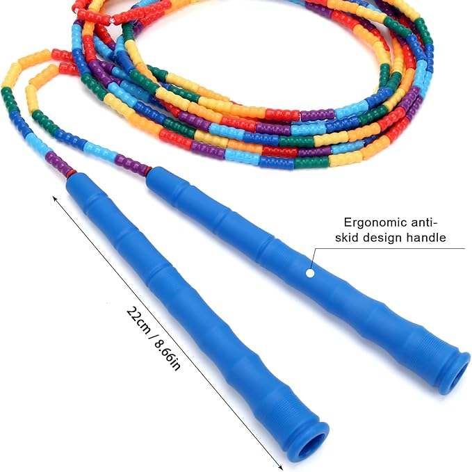 Coolrunner 16 FT Long Jump Rope(2 PACK), Double Dutch Jump Ropes, Soft Beaded Skipping for Kids Adults, Plastic Segmented Long Enough for 4-5 Jumpers