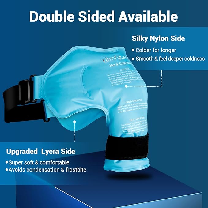 Comfytemp Shoulder Ice Pack Rotator Cuff Cold Therapy Wrap, Ice Packs for Injuries Reusable Gel, Instant Compression for Shoulder Pain Relief, Surgery Recovery Gifts (Small & Medium)