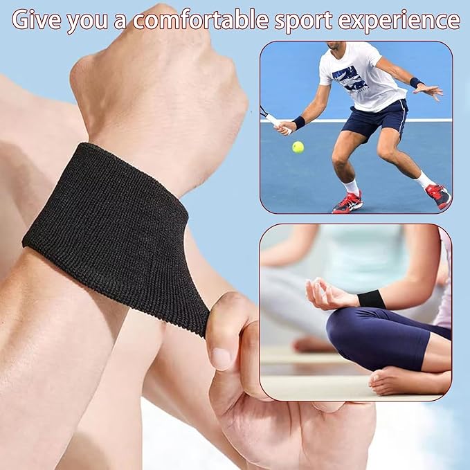10 Pair Sweat Bands for Wrists,Tennis Wristband Absorbing Cotton Terry Cloths Arm Sweat Bands for Women Men Wrist Band for Football Basketball, Running