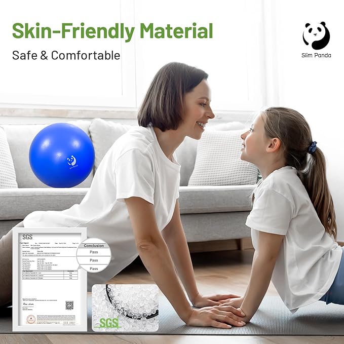 Slim Panda Pilates Ball, 9 Inch Small Exercise Ball, Anti Burst Mini Yoga Ball for Stability, Workout, Barre, Core Strength, Physical Therapy, Balance, Stretching