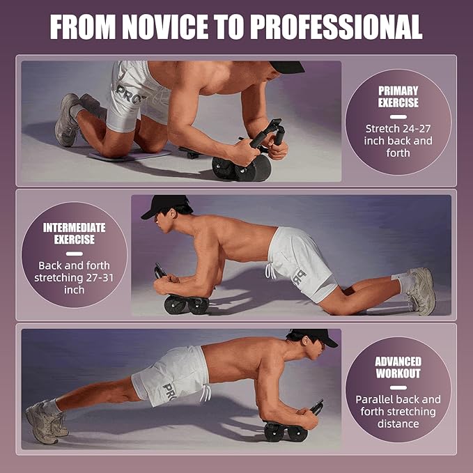 Uota Ab Roller Wheel with Elbow Support, Automatic Rebound Abdominal Wheel,Ab Roller for Abdominal Exercise Machine,Abs Workout Equipment,Trainer Fitness Belly Training for Men & Women