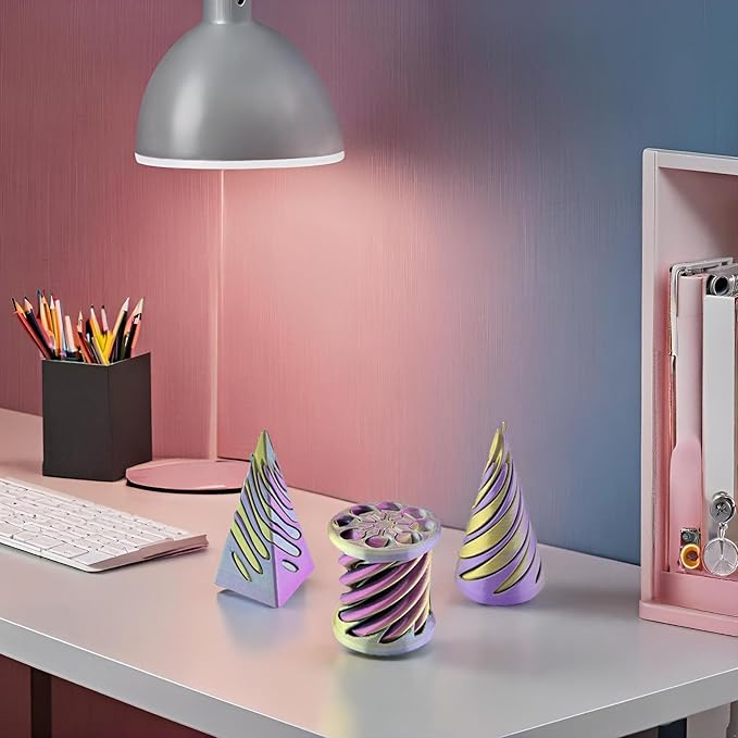 3 Packs Impossible Cone,Spiral Cone Fidget Toy Impossible Pyramid Passthrough Toy,3D Printed Spiral Cone Fidget Toy,Mini Vortex Thread Illusion Desktop Deco Souvenir Gift for Anxiety Relaxing