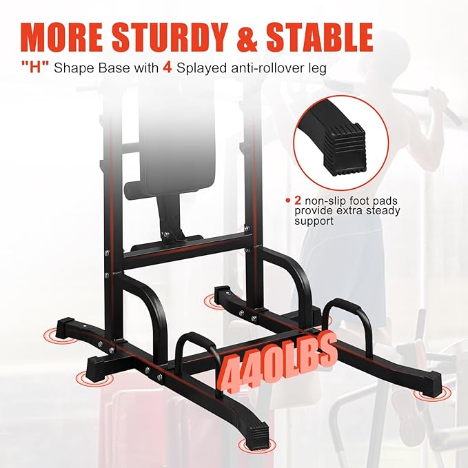 Adjustable Height Dip Bar Station, Heavy Duty Dip Station Push Up Bar for Home Gym,Multi-function Dip Station Pull Up Bar Full Body Strength Training Workout Fitness Equipment for Tricep Dips