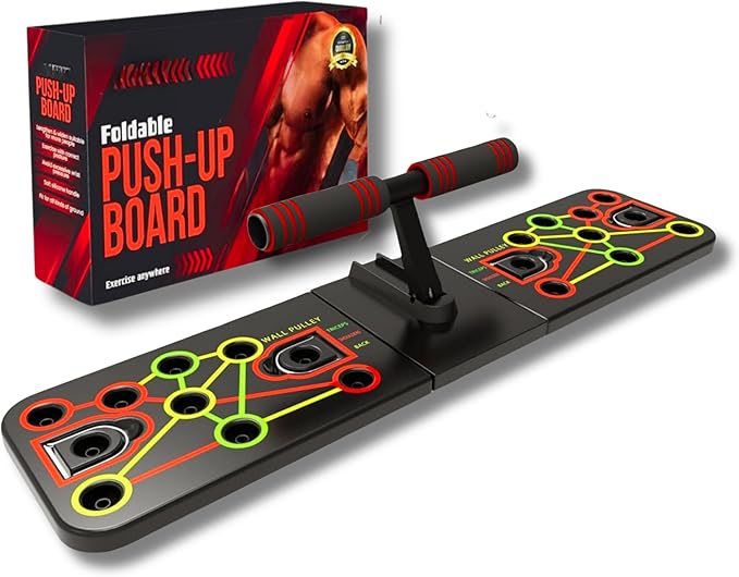 Push Up Board with Sit up Stand 15 in 1 Home Gym Portable Exercise Equipment, Resistance Bands, Push Up Handles Strength Training Equipment