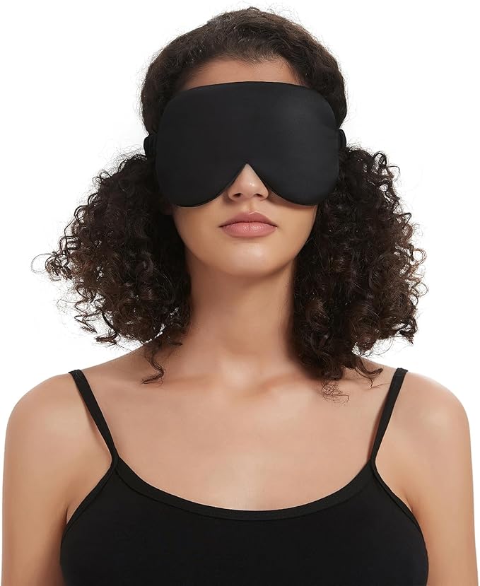 ALASKA BEAR Sleep Mask with Silk-Covered Headband for Hair Care, Silk Eye Mask Comfortable Scrunchy Band Over Ears (Built-in Contour Insert, Luxury 22 Momme)