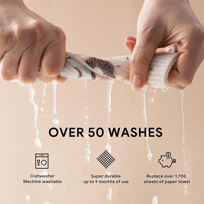 RECYCO Swedish Dishcloths for Kitchen | 6 Pack Sugar Rush Washable Dish Rags | Cellulose Reusable Cleaning Paper Towels | Absorbent Counter Dish Cloth Sponge Kitchen Wipes, 8" L x 7" W