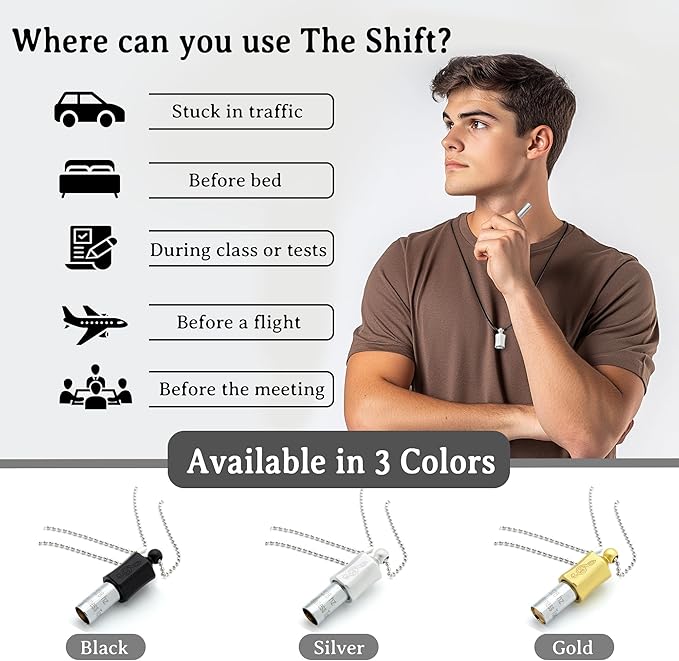 Anxiety Necklace 528 Hz Breathing Meditation Whistle Mindfulness Device for Stress Relief Calm Meditation Adjusting Breathing Anxiety Relief Necklace, Stress Relief Gift for Men and Women