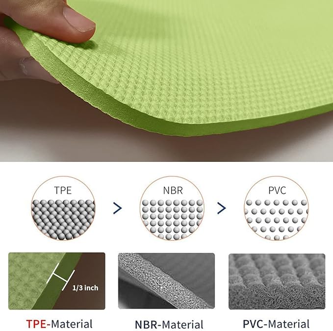 Hatha Yoga Thick TPE Yoga Mat 72"x 27"x1/3 inch Non Slip Eco Friendly Exercise Mat for Yoga Pilates & Floor Workouts