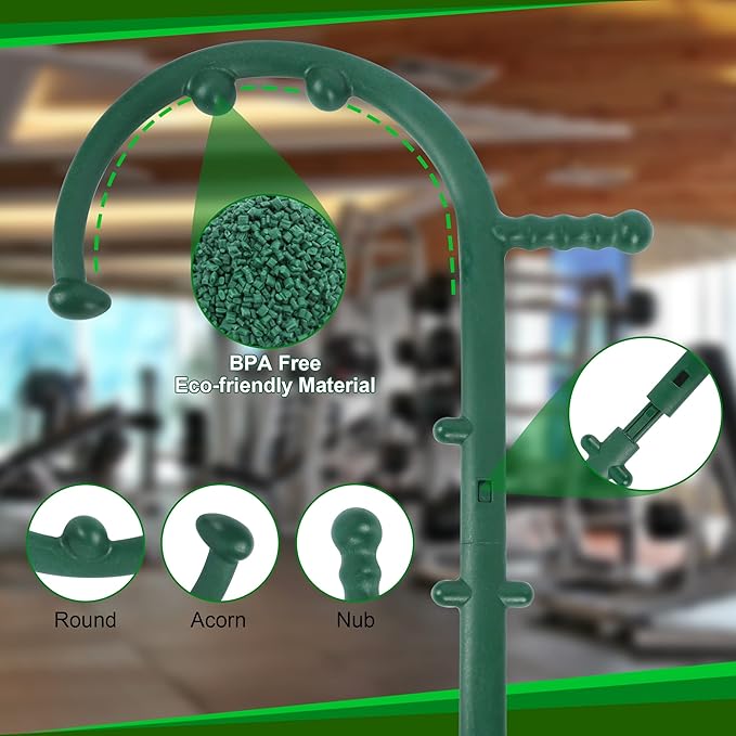 2 Pack Massage Trigger Point Cane, Body Deep Tissue, Handheld Back, Neck, Shoulder, Leg and Feet Massager Rod, Muscle Release Tool Self Massage Hook Cane Gifts for Women & Men, Blue & Green