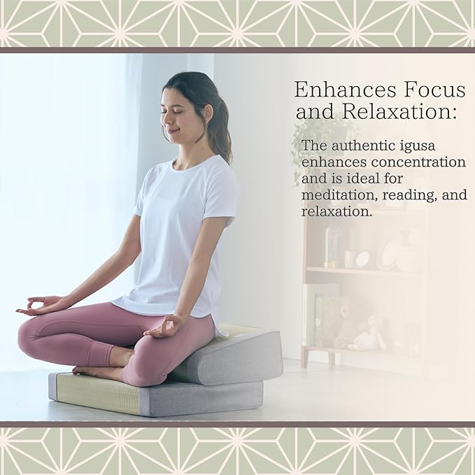 BJDesign Foldable Igusa Tatami Floor Chair - Zen Meditation Cushion and Seat, Dual-Purpose, Eco-Friendly, Handmade with Natural Materials, Easy to Store - Versatile Seating for Adults and Kids