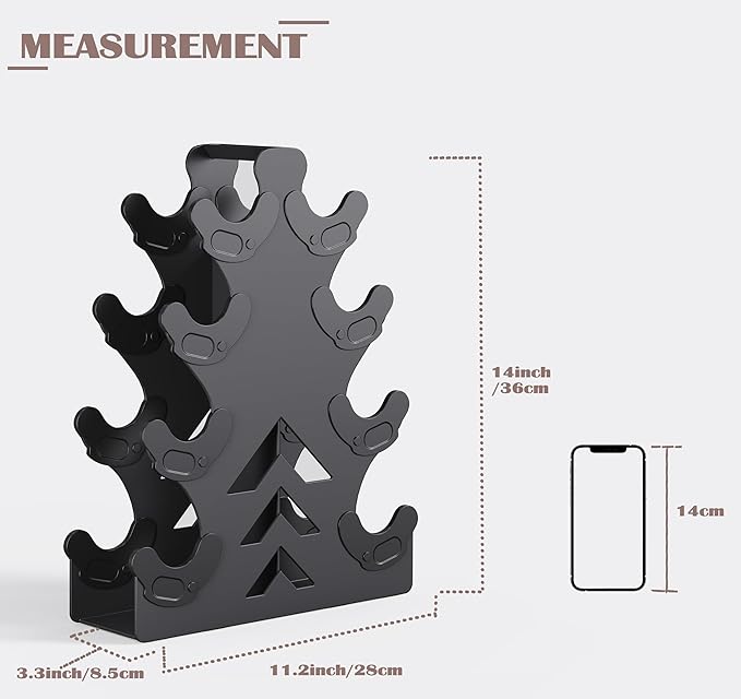 Dumbbell Rack, Stand Only, No Install Needed Small Weight Rack with Dumbbell Protector Edge,Suitable for Rubber-Coated Dumbbells