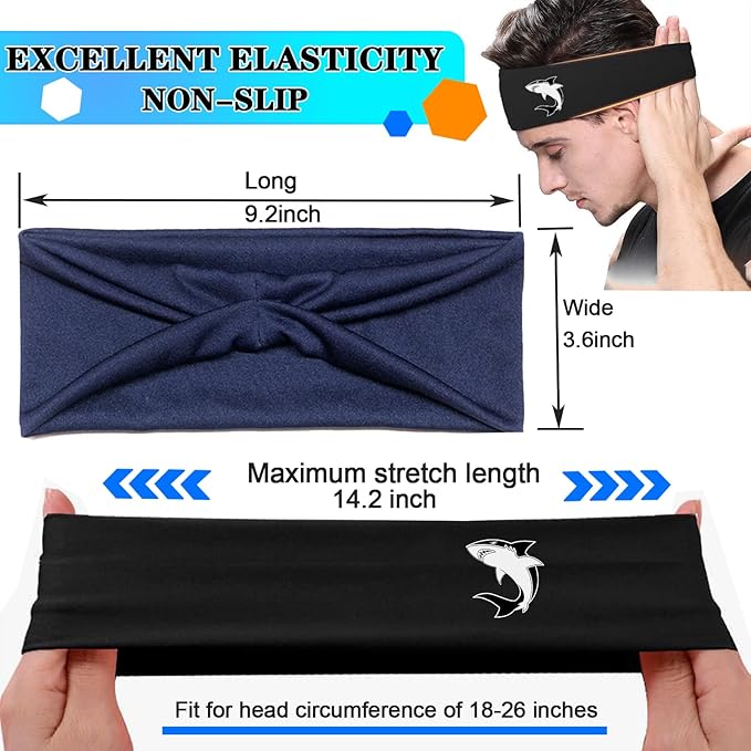 Headbands for Men Women 3pcs Sports Sweat Bands Headbands Men Sweatbands Workout Headband for Mens Running Cooling Skull Sweat Band Head Bands