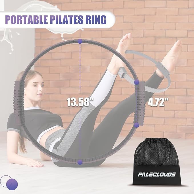 Pilates Ring, 13.5"/12" Silicone Magic Circle with Training Poster & Portable Bag, Pilates Ring Circle for Inner Thigh Workout, Yoga, Lose Weight & Physical Therapy for Women