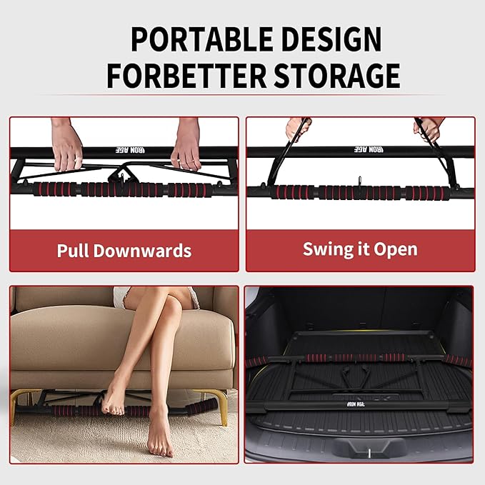 IRON AGE Pull Up Bar for Doorway : 2025 New Pullup Bar - Industrial Grade Steel, Hang & Go Training, Multi-Grip Horizontal Array