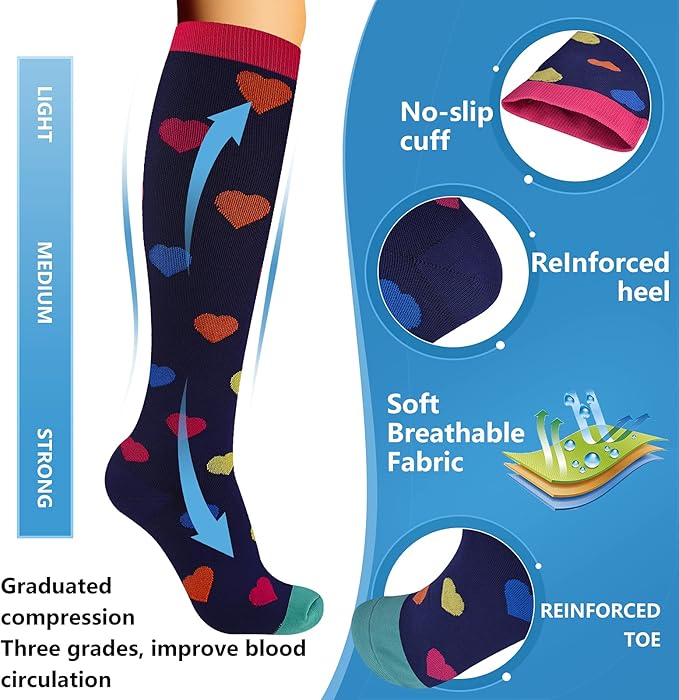 bropite Halloween Compression Socks for Women & Men-Pumpkin Ghost 6 Pairs 20-30mmhg Support Running Nurse Travel