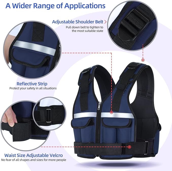 Sportneer Adjustable Weighted Vest Weights: 2-18 lbs/2-40 lbs Washable Weight Vest 16 In 1 Fast Adjust Rucking Vest for Women and Men Home Gym Workout Fitness Strength Training Vests