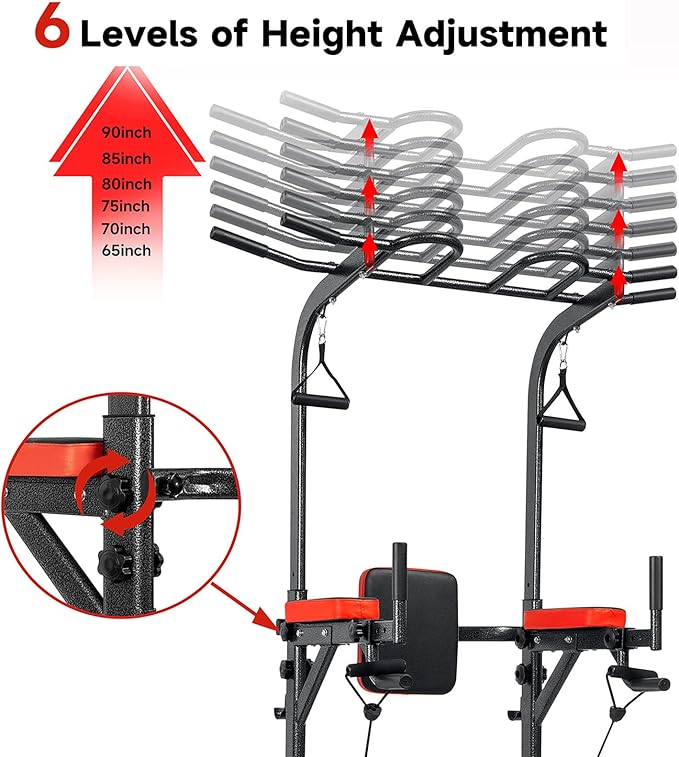 Power Tower Pull Up Bar Station Multi-Function Adjustable Strength Training Equipment Home Gym Strength Training Workout Equipment 440LBS