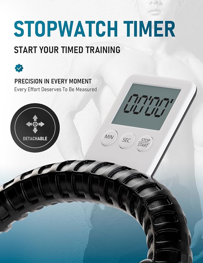 Ab Roller Wheel with Timer & Knee Mat, Home Workout Auto Rebound Abdominal Wheel with Elbow Support - Core Workout Equipment for Strengthening Abs, Home Gym Exercise for Women & Men