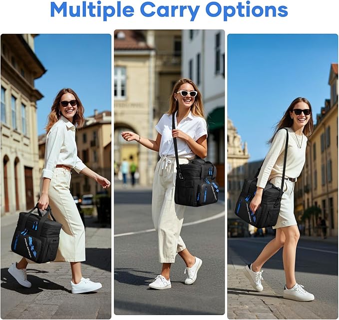 Maelstrom Lunch Box, 20L Insulated Lunch Bag for Men Women, Expandable Double Deck Leakproof Cooler Bag with 6 Pockets, Reusable Lunch Tote Bag for Work, Picnic, Travel, Black