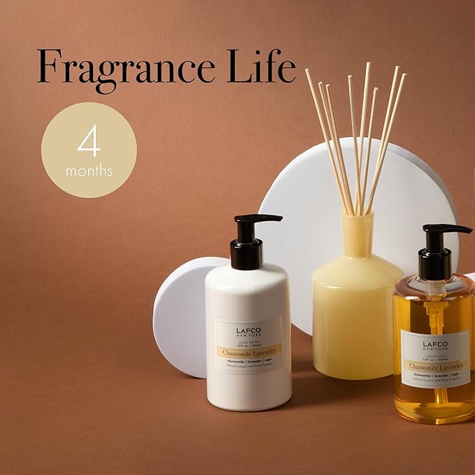 LAFCO New York Reed Diffuser Refill, Chamomile Lavender - 8.4 oz - Up to 4-Month Fragrance Life - Includes Natural Wood Reeds - Free of Dyes & Propellants - Made in The USA