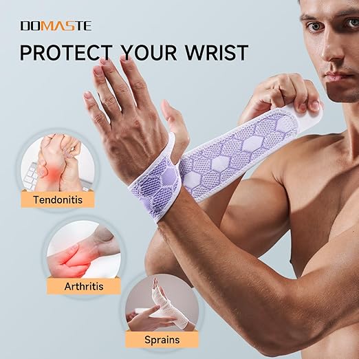 Sport Slim Wrist Wrap - Wrist Brace for Carpal Tunnel Relief, Neoprene-Free Compression Wrist Support for Workout, Adjustable Wrist Guards Fit Right Left Hand(Violet, Pack of 1)