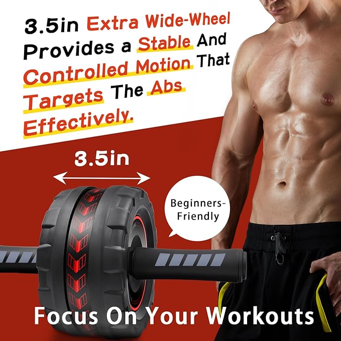Ab roller wheel with knee pad for abdominal exercise core workout weight loss no noise easy to assembling light weight perfect home gym equipment for men & women